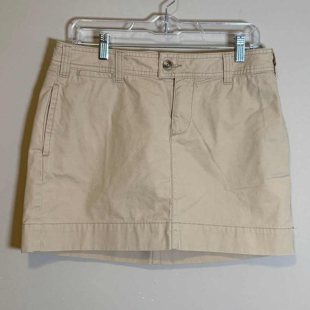 GAP Favorite Khaki Mini Skirt Size 8 Tan Cotton 2009 Y2K Preppy Classic